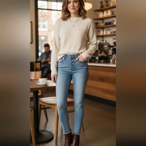 Judy Blue Keely High Rise Button Fly Skinny Jeans - Size 7/28 Raw Hem